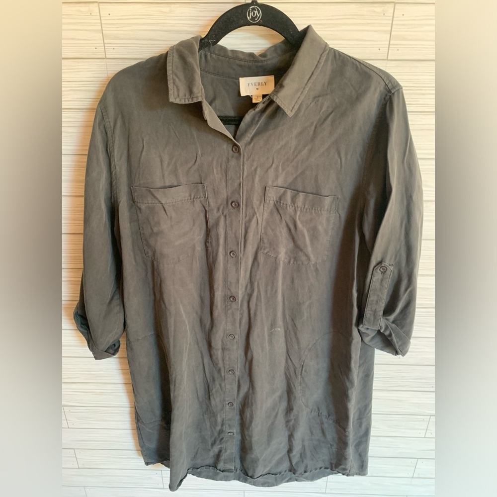Everly 3/4 sleeve button down tunic dress